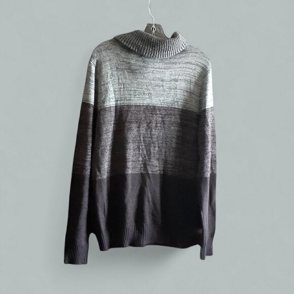 Mens Trash Nouveau Gray Burgundy Knit Metal Zip Turtle Neck Neck M Gift Idea - Picture 10 of 14